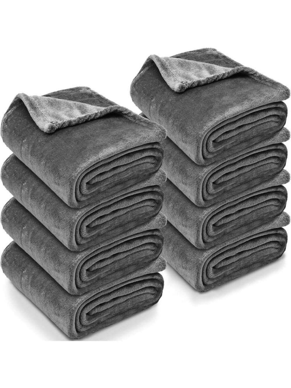 Soft Flannel Fleece Throw Blankets - 8 Pack, 50x60", Cozy Plush for Couch
